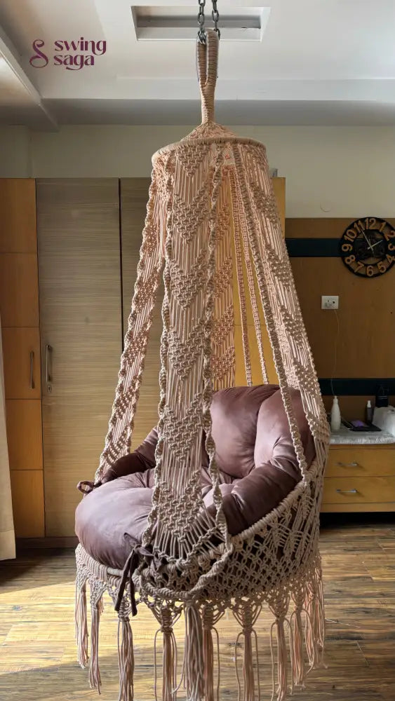 Hanging hammock swing in a room sertting.