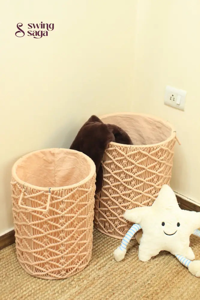 Toffee Peach Laundry Baskets - Set Of 2