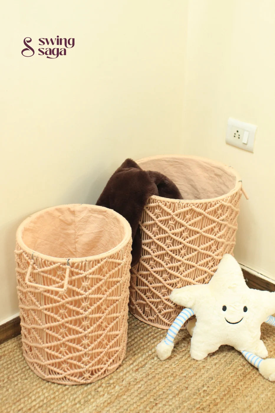 Toffee Peach Laundry Baskets - Set Of 2