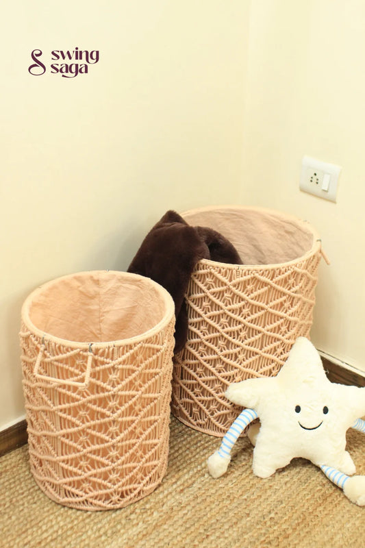 Toffee Peach Laundry Baskets - Set Of 2