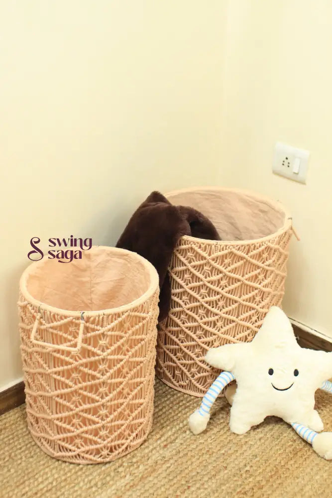 Toffee Peach Laundry Baskets - Set Of 2