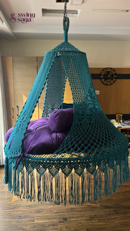 Teal Blue  Macrame Bed Swing - Swing Saga