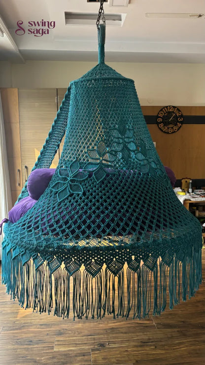 Teal Blue  Macrame Bed Swing - Swing Saga