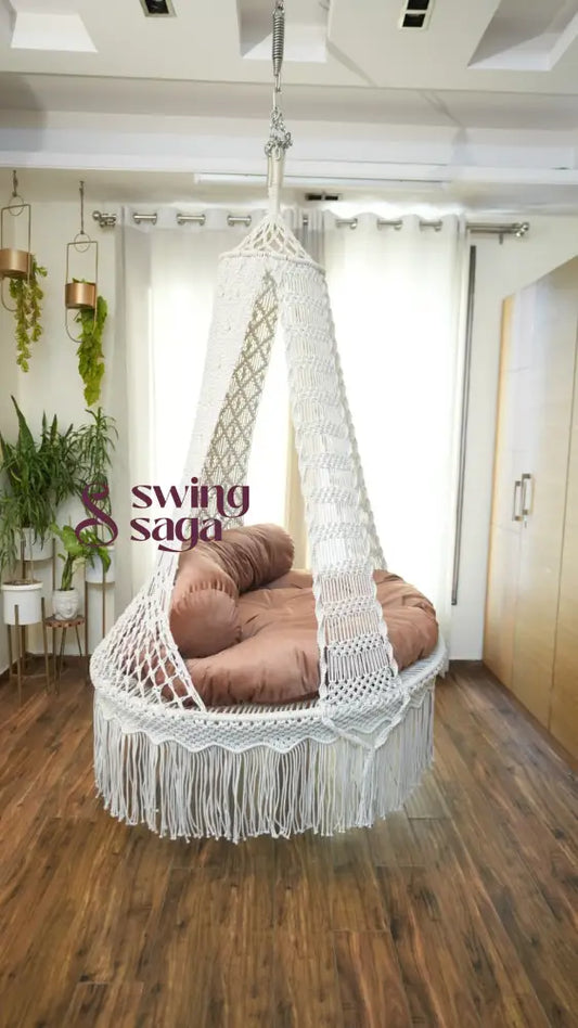 Vanilla Frost Dual Seater Swing 50 Inches / White Peach Brown
