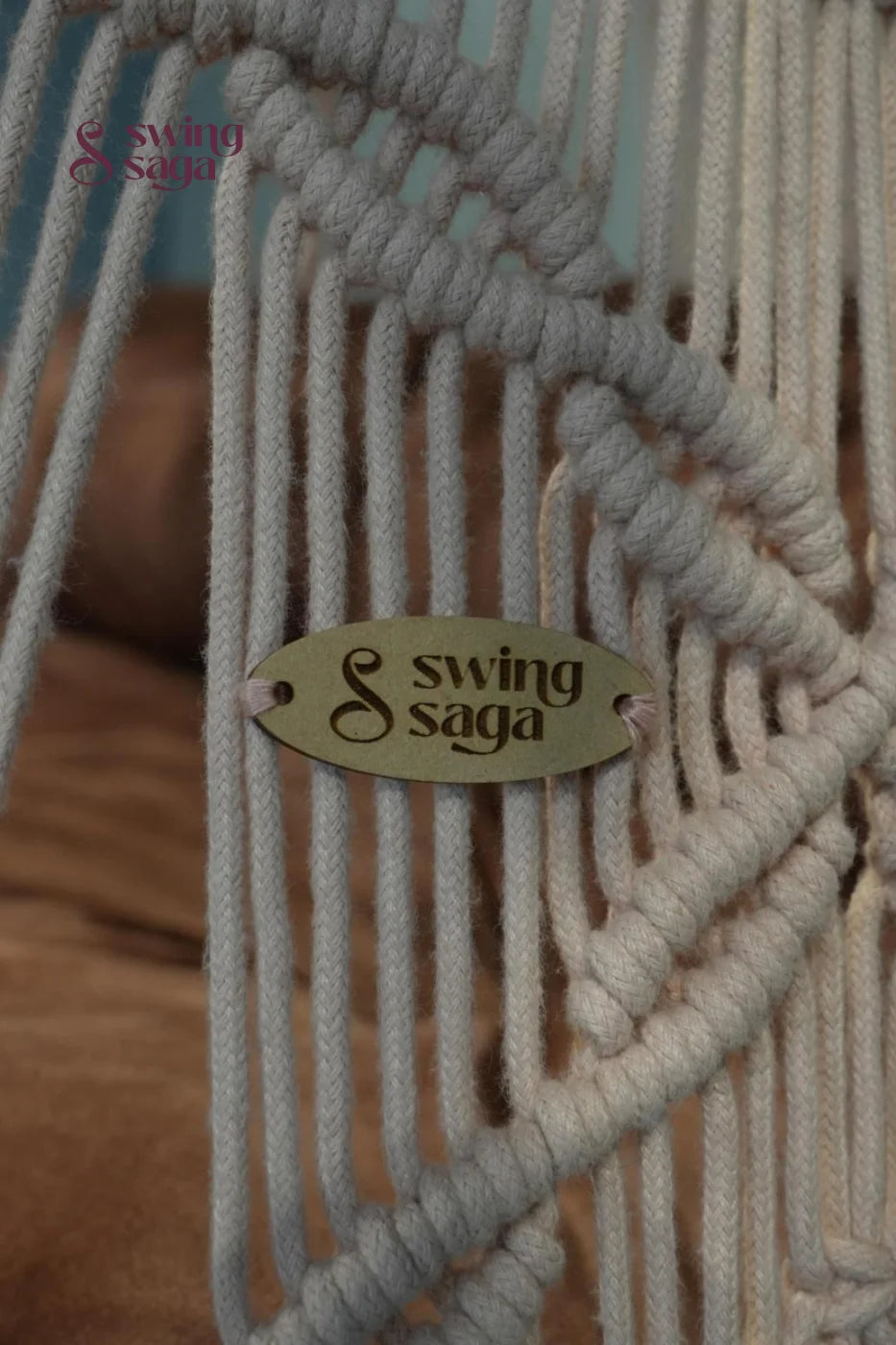 Vellora 40-Inch Bronze Macramé Chain Swing - 40 inches round | Height: 72 inches / Bronze