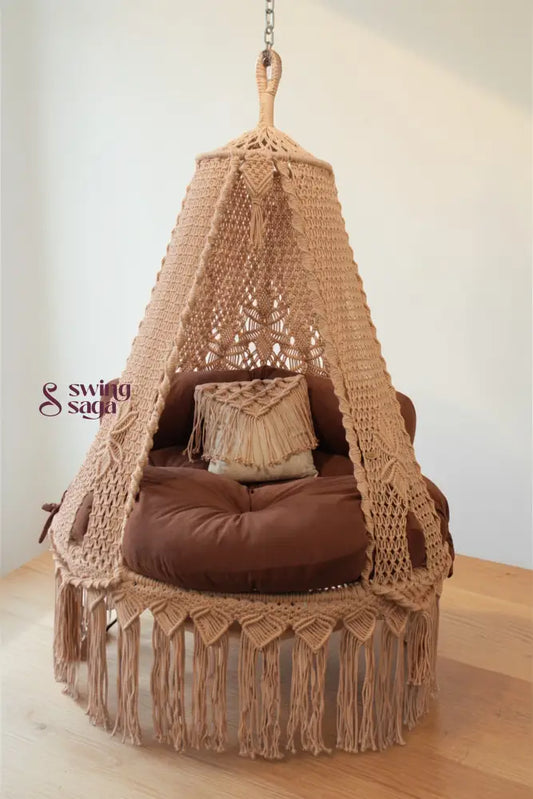 Peach Brown Double seater hanging chair - Swing Saga