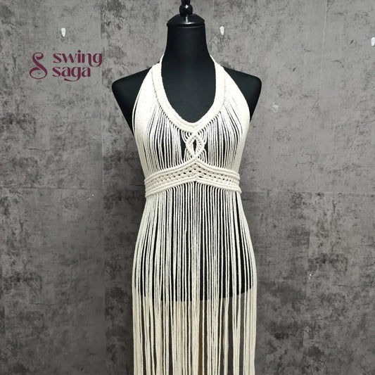 White macrame dress for women