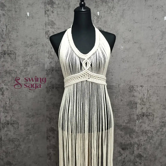 White macrame dress for women