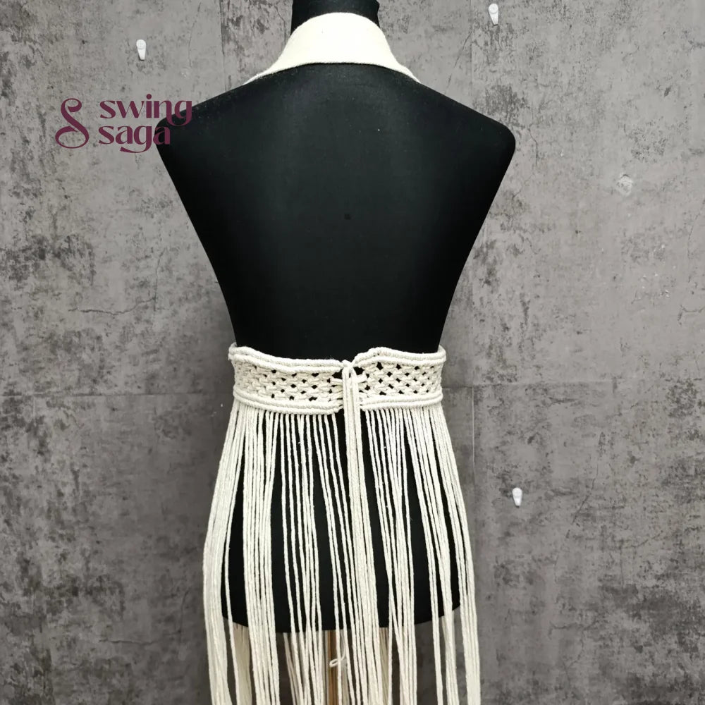 White macrame dress for women