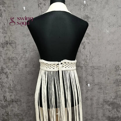 White macrame dress for women