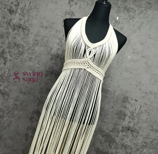 White macrame dress for women