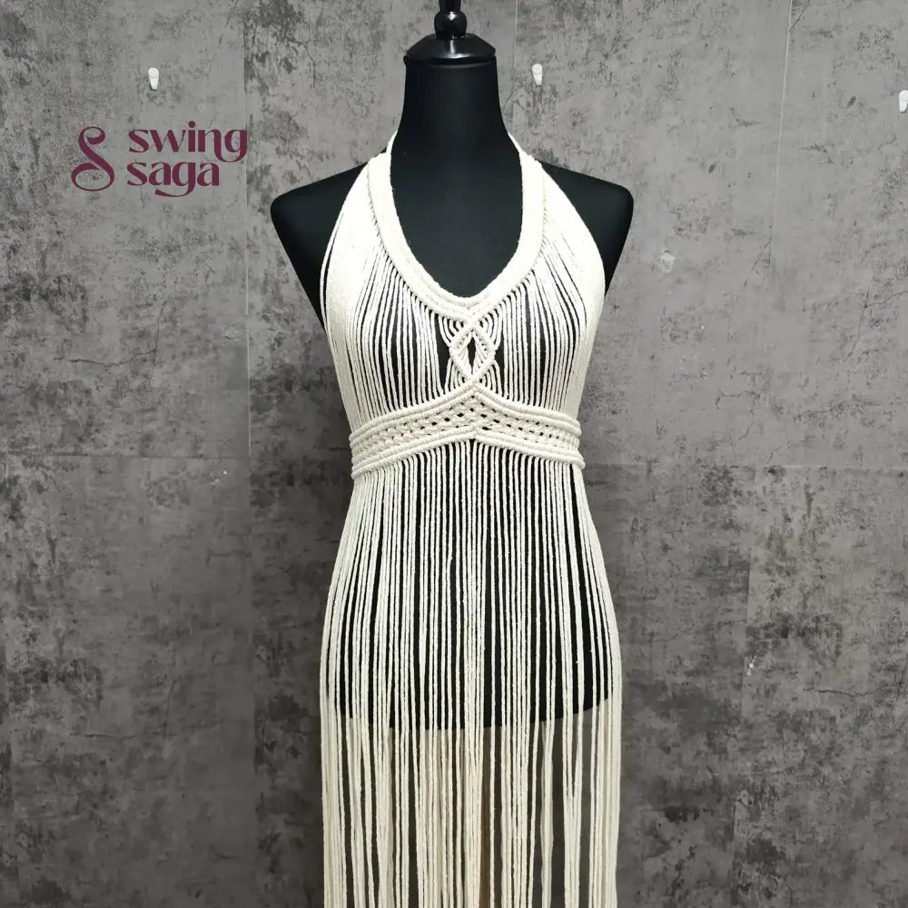 White macrame dress for women