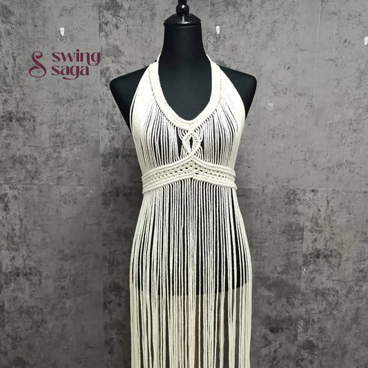 White macrame dress for women