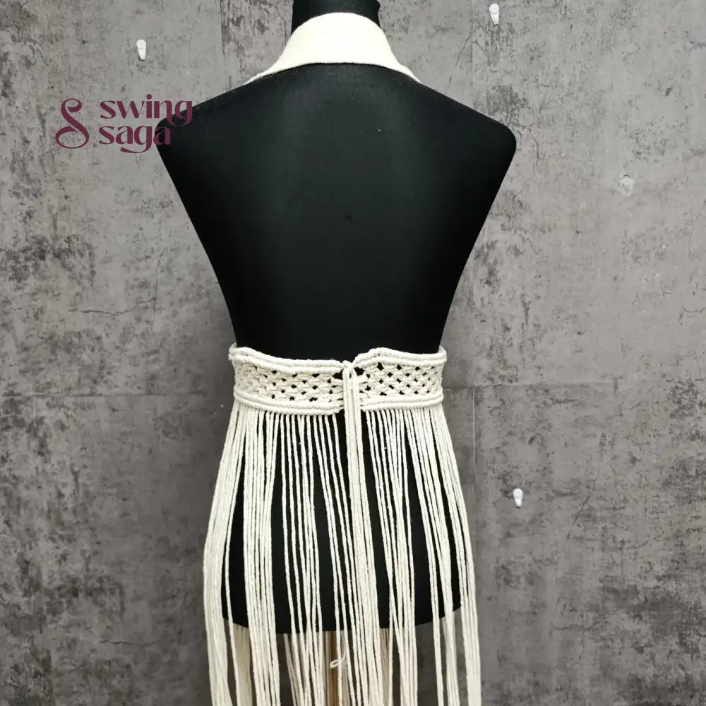 White macrame dress for women