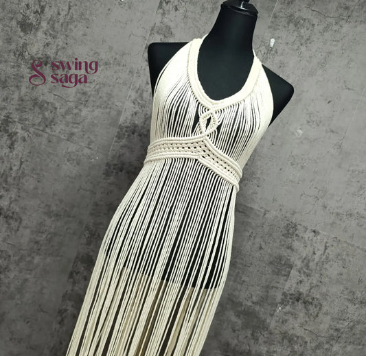 White macrame dress for women