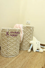 White Sand Laundry Baskets - Set Of 2