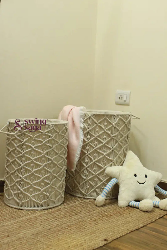 White Sand Laundry Baskets - Set Of 2
