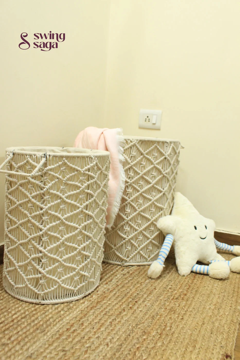 White Sand Laundry Baskets - Set Of 2