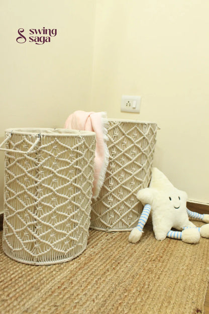 White Sand Laundry Baskets - Set Of 2