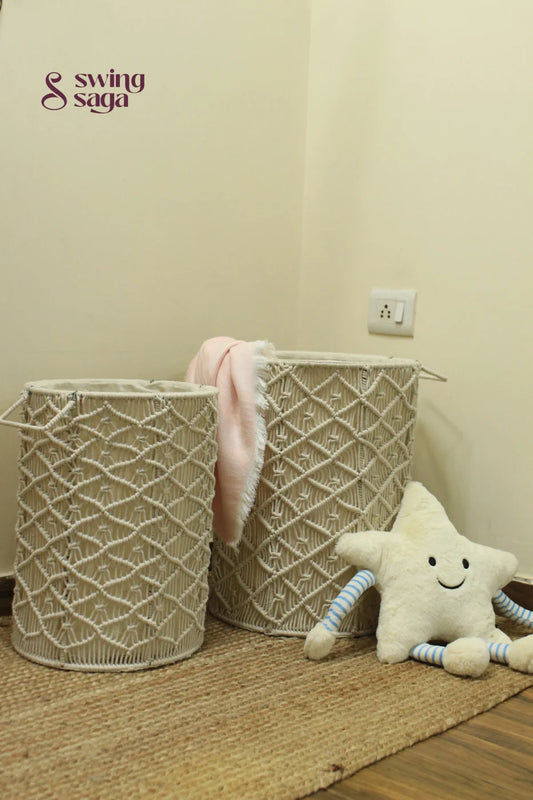 White Sand Laundry Baskets - Set Of 2