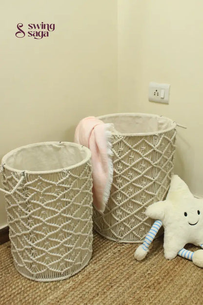 White Sand Laundry Baskets - Set Of 2