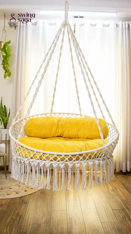 Sun Porch Swing Single Seater 40 Inches / White Yellow