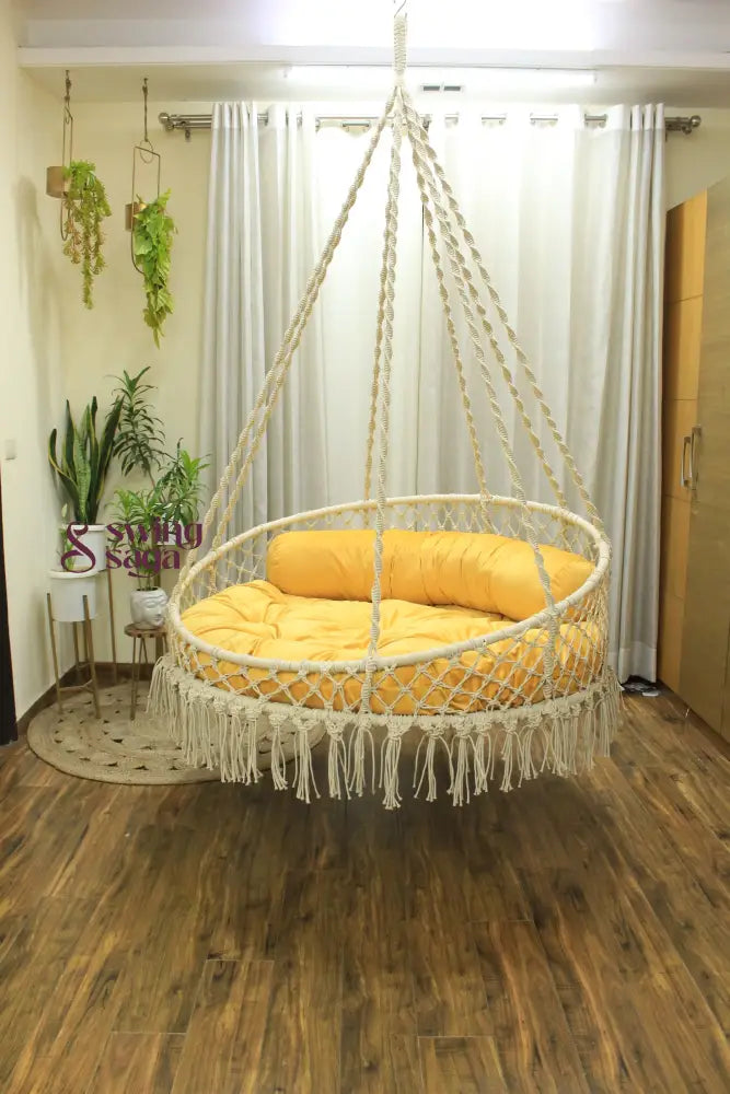 White / Yellow Double seater hanging chair - Swing Saga