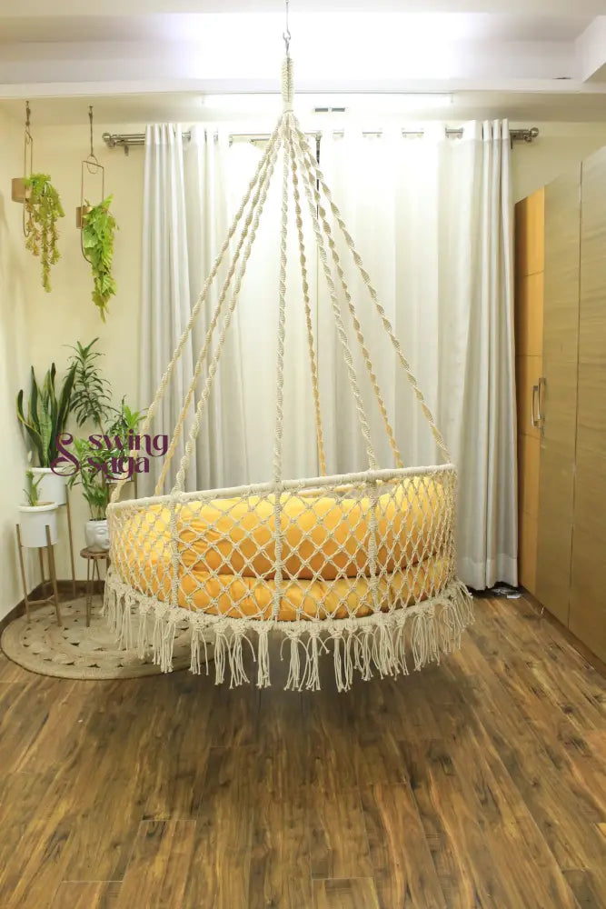 White / Yellow Double seater hanging chair - Swing Saga