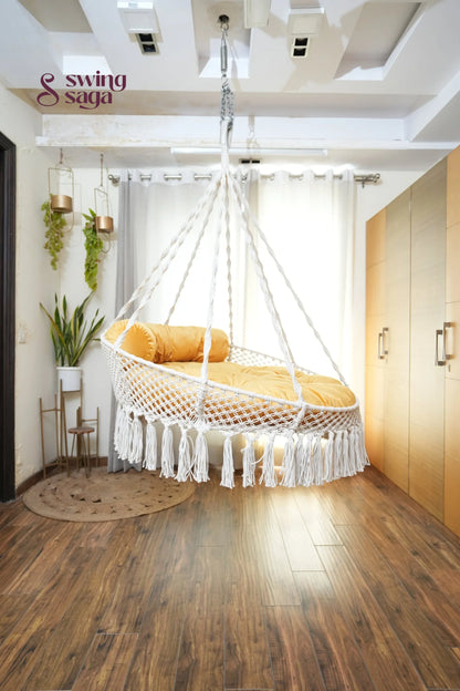 White / Yellow Double seater hanging chair - Swing Saga