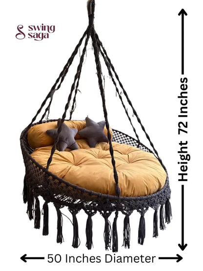 White / Yellow Double seater hanging chair - Swing Saga