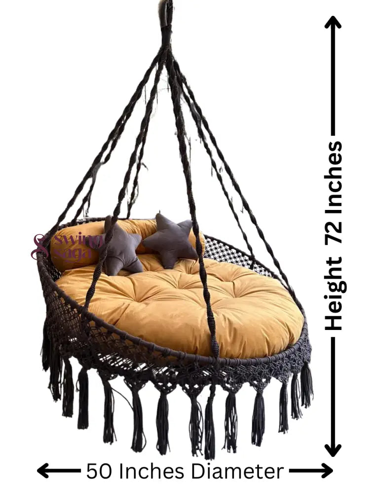 White / Yellow Double seater hanging chair - Swing Saga