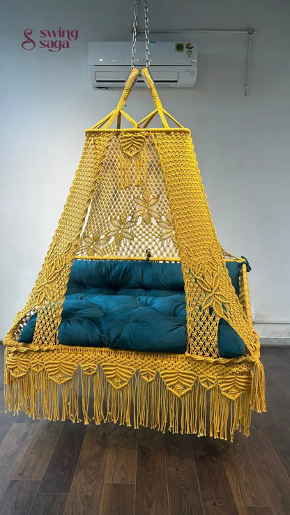 Yellow macrame sofa swing - Swing Saga