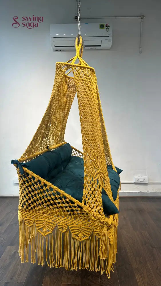 Yellow macrame sofa swing - Swing Saga
