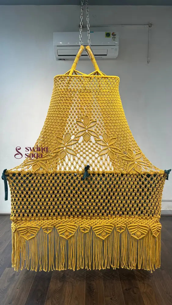 Yellow macrame sofa swing - Swing Saga
