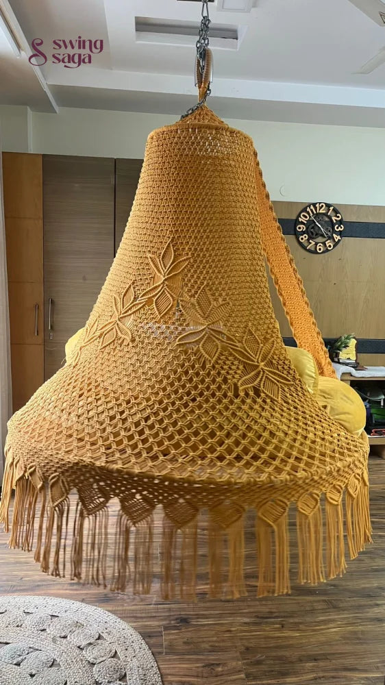 Yellow Macrame Bed Swing - Swing Saga