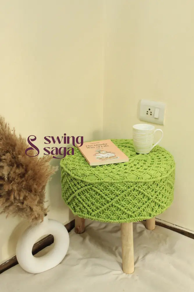 Zesty Green Macrame Ottoman