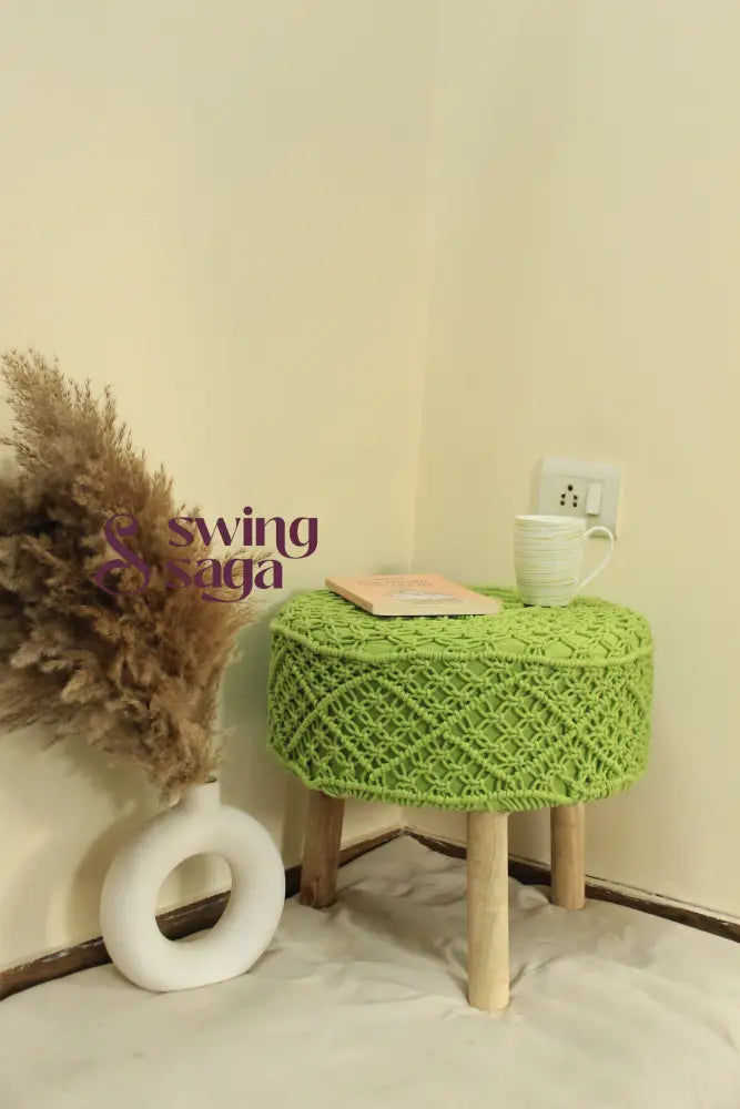 Zesty Green Macrame Ottoman